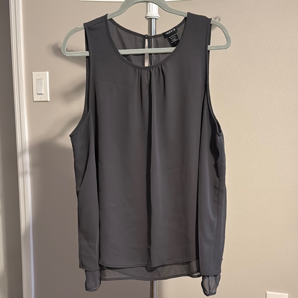 Torrid Gray Sleeveless Blouse with Flowing Silhouette